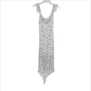 NWT Floral Blue White Womens Midi Fairycore Cottagecore Whimsical Dress Small